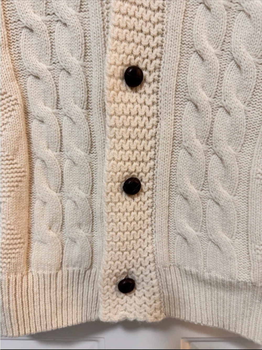 Spier & Mackay Cream Chunky Cable Knit Cardigan Wool Size Medium Men NWT - Picture 3 of 12